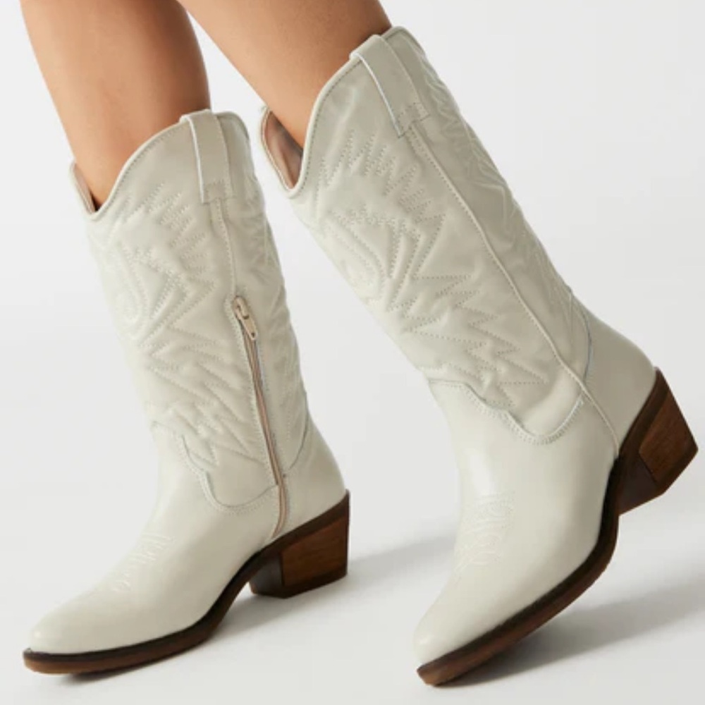 Steve Madden White Cowboy Boots Size 7